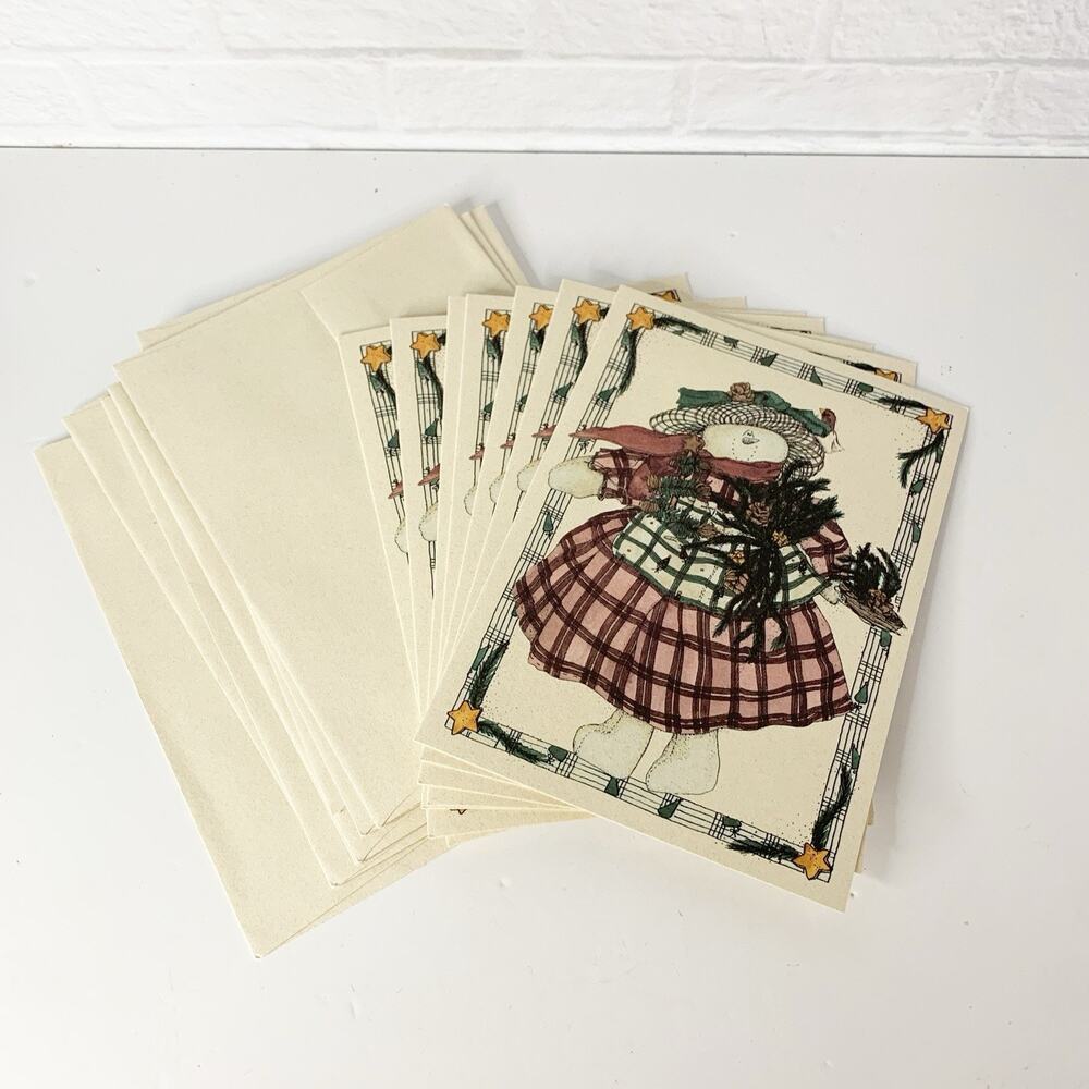 Vintage Saltbox Illustrations Deb Strain Snowman Snowlady Christmas Cards NOS